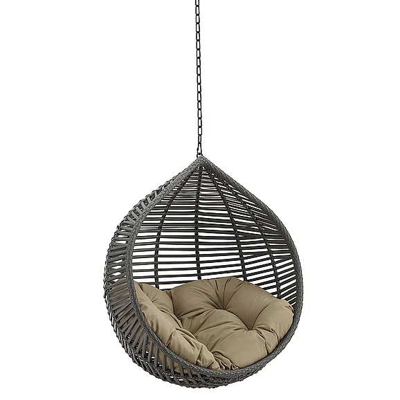 Modway Garner Teardrop Outdoor Patio Swing Chair w/out Stand in Gray Mocha EEI-3637-GRY-MOC