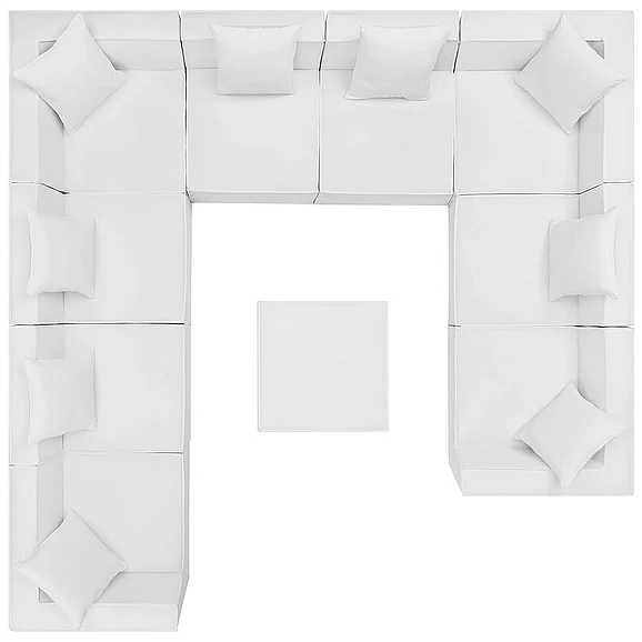 Modway Saybrook 10-Piece Outdoor Patio Upholstered Sectional Sofa in White EEI-4389-WHI