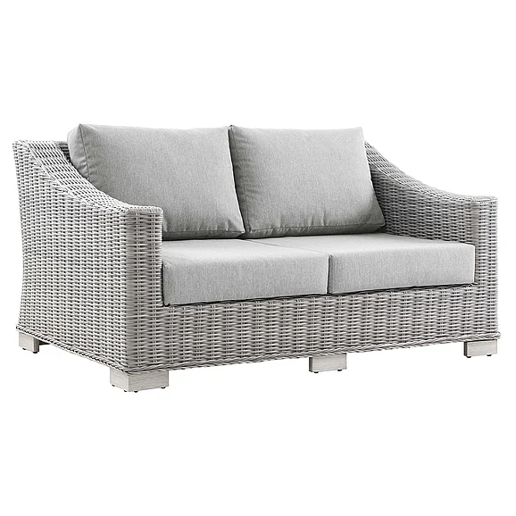 Modway Conway Outdoor Patio Wicker Rattan Loveseat in Light Gray Gray EEI-4841-LGR-GRY