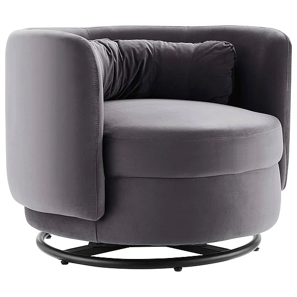 Modway Relish Performance Velvet Swivel Chair in Black Gray EEI-5001-BLK-GRY