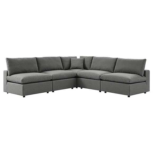 Modway Commix 5-Piece Outdoor Patio Sectional Sofa in Charcoal EEI-5587-CHA