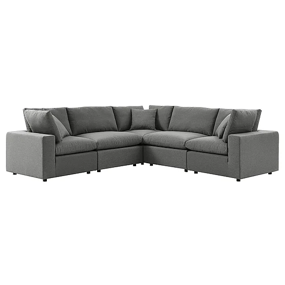 Modway Commix 5-Piece Outdoor Patio Sectional Sofa in Charcoal EEI-5589-CHA