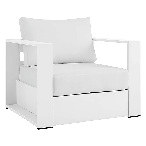 Modway Tahoe Outdoor Patio Powder-Coated Aluminum Armchair in White White EEI-5675-WHI-WHI