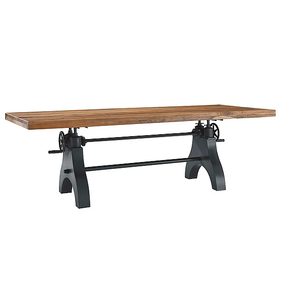 Modway Genuine 96" Crank Adjustable Height Dining and Conference Table in Black Natural EEI-6149-BLK-NAT