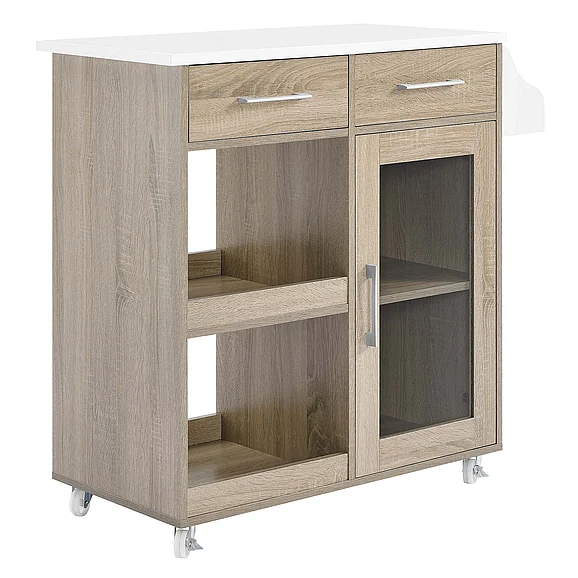 Modway Culinary Kitchen Cart With Spice Rack in Oak White EEI-6277-OAK-WHI