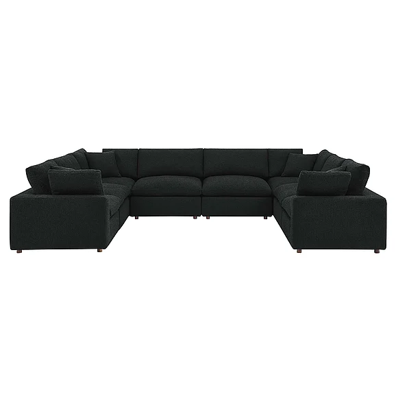 Modway Commix 8-Piece Down Filled Overstuffed Boucle Fabric Sectional Sofa in Black EEI-6371-BLK