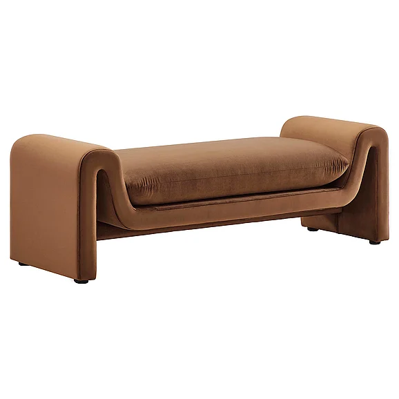 Modway Waverly Performance Velvet Bench in Brown EEI-6380-BRN