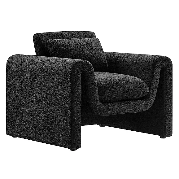 Modway Waverly Boucle Upholstered Armchair in Black EEI-6575-BLK