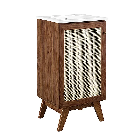 Modway Soma 18" Bathroom Vanity in Walnut White EEI-6711-WAL-WHI