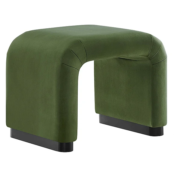 Modway Koda Performance Velvet Waterfall Stool in Black Moss Green EEI-6733-BLK-MOS
