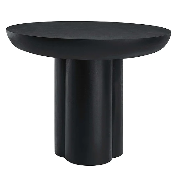 Modway Caspian 40" Round Concrete Dining Table in Black EEI-6762-BLK