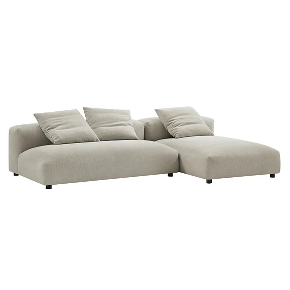 Modway Solace 2-Piece Modular Upholstered Fabric Sectional Sofa w/ Chaise in Linen EEI-7025-LIN