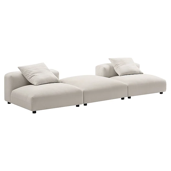 Modway Solace 3-Piece Modular Upholstered Fabric Sectional Sofa in Salt EEI-7029-SAL
