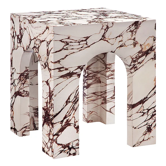 Modway Valen Square Indoor - Outdoor Patio Arched Concrete Side Table in Red Marble EEI-7098-RED