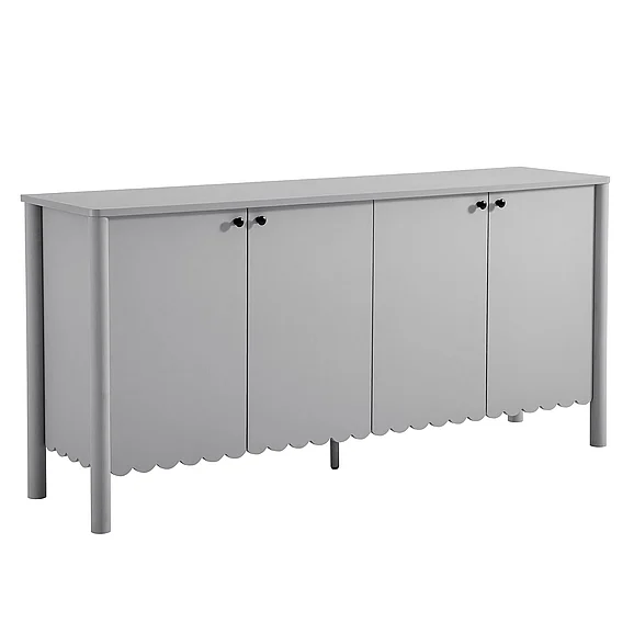 Modway Emmeline 66" 4-Door Scalloped Sideboard Cabinet in Light Gray EEI-7153-LGR