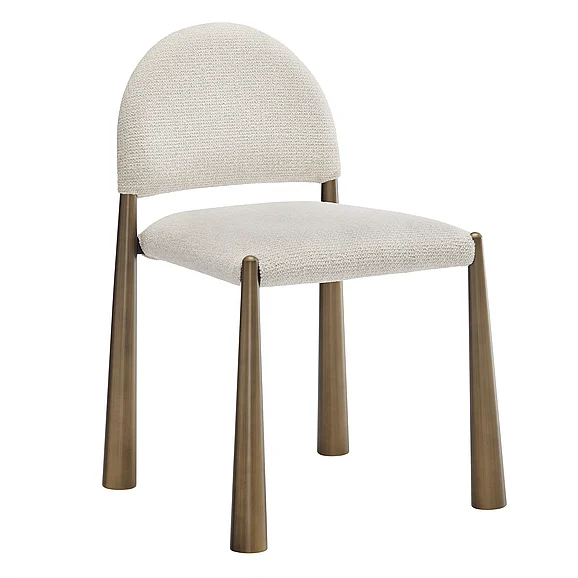 Modway Hayley Upholstered Fabric Dining Side Chair in Brass Cream EEI-7220-BRA-CRE