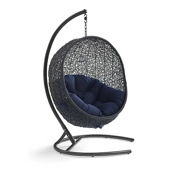 Modway Encase Swing Outdoor Patio Lounge Chair in Navy EEI-739-NAV-SET