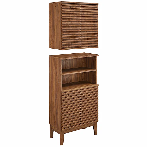 Modway Render Bathroom Cabinet Set in Walnut EEI-7446-WAL
