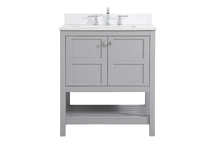 Elegant 30 In. Single Bathroom Vanity in Gray with Backsplash VF16430GR-BS