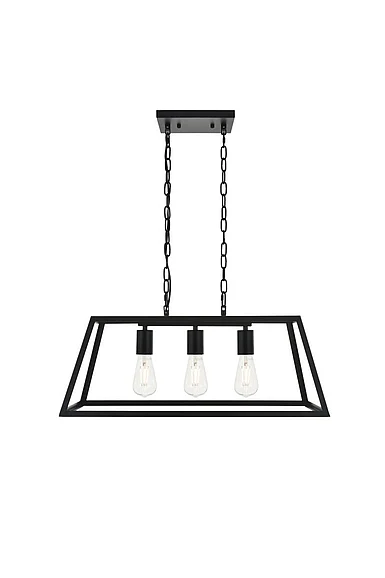 Elegant Resolute 3 Light Black Pendant LD4061D25BK