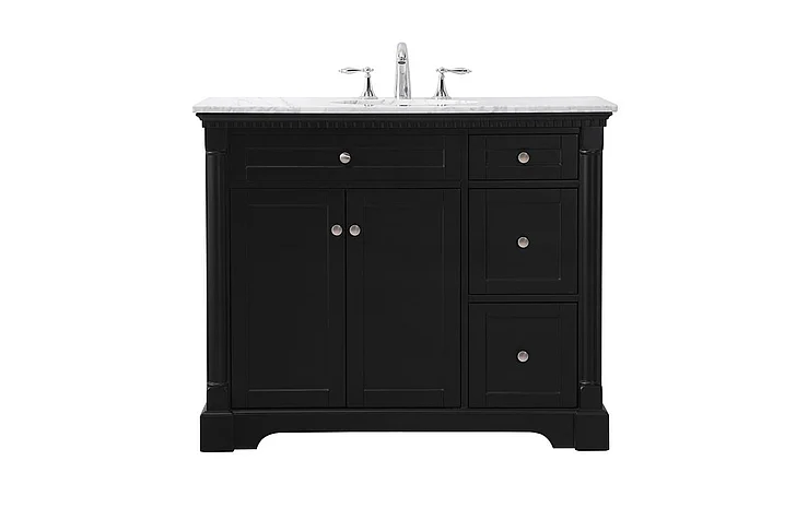 Elegant 42 In. Single Bathroom Vanity Set in Black VF53042BK