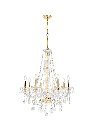 Elegant Verona 8 Light Gold Chandelier Clear Royal Cut Crystal V7858D28G/RC