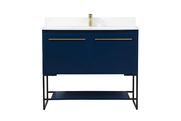 Elegant 40 In. Single Bathroom Vanity in Blue with Backsplash VF42540MBL-BS CLOSEOUT