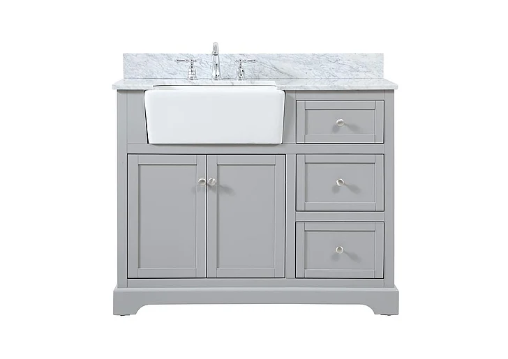 Elegant 42 In. Single Bathroom Vanity in Grey with Backsplash VF60242GR-BS