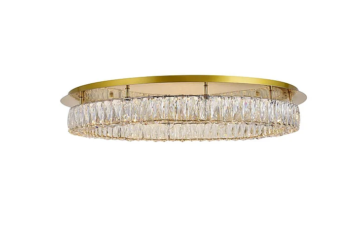 Elegant Monroe Led Light Gold Flush Mount Clear Royal Cut Crystal 3503F33G
