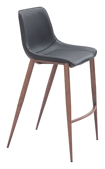 Zuo Modern Magnus Barstool (Set of 2) Black & Walnut 109937