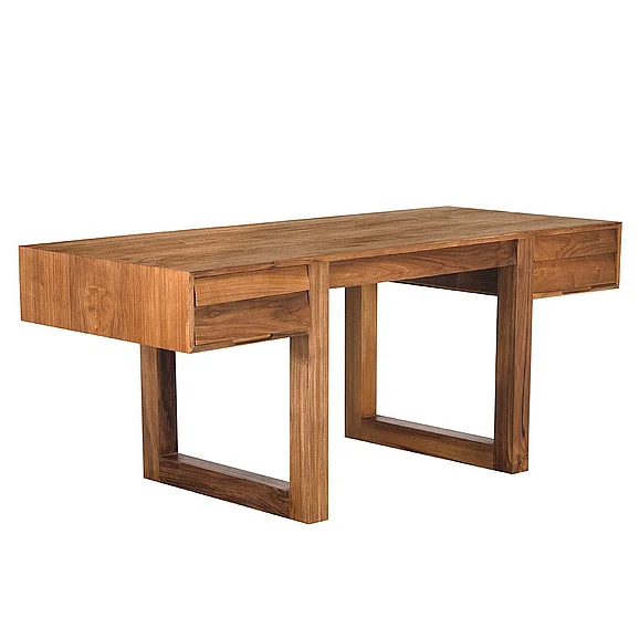 Noir Furniture Newton Desk, Teak, Clear Coat Flat EG-19T