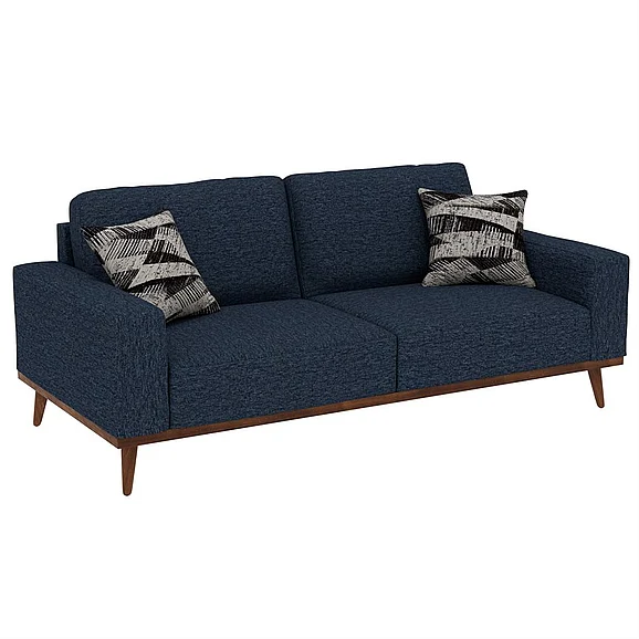 Emerald Home Heath - U3594 Sofa with Wood Base and 2 Pillows in Navy U3594-00-04