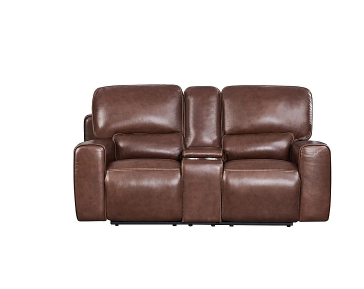 Leather Italia USA Broadway P2 Console Loveseat in Brown 9661-EH9049C-028540LV