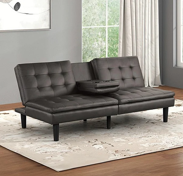 Furniture of America Eidsberg Futon Sofa Bed in Gray FM2908GY