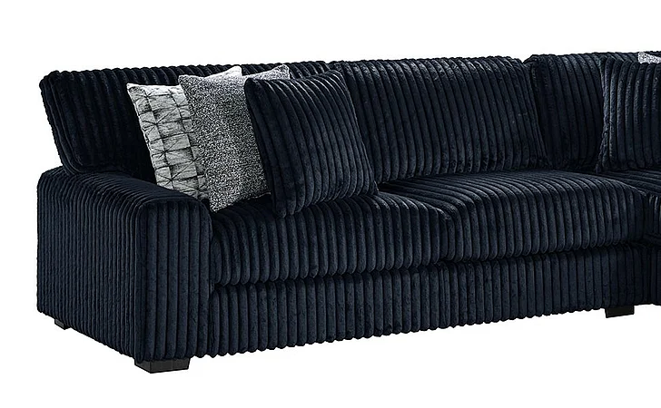 Elements International Nightfall LHF Loveseat in Grand Cord Black U-16570-10473-240