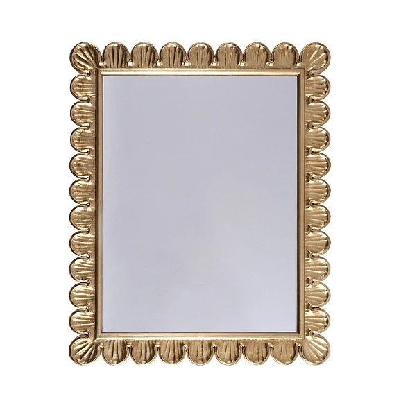 Worlds Away Eliza Scalloped Edge Frame Mirror in Gold Leaf ELIZA G