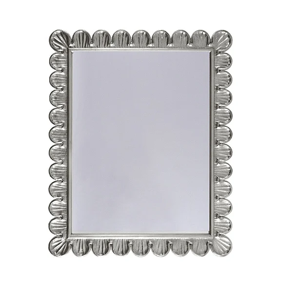 Worlds Away Eliza Scalloped Edge Frame Mirror in Silver Leaf ELIZA S