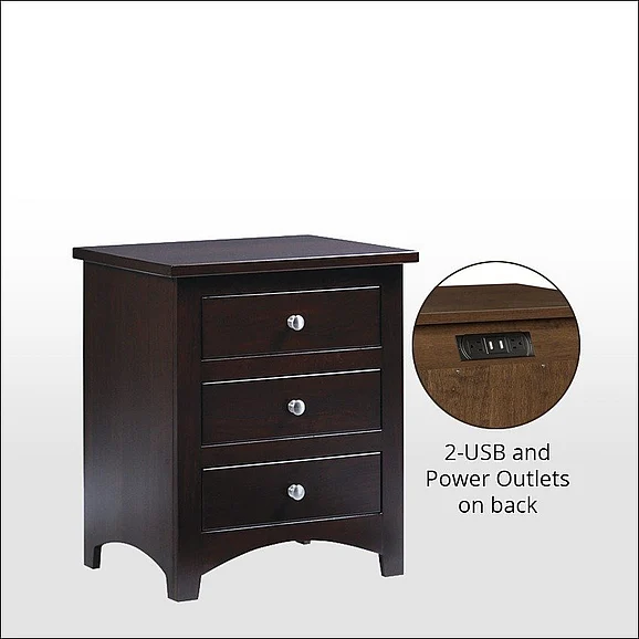 Troyer Ridge Ellington 3 Drawer Night Stand in Brown Maple 406