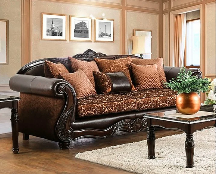 Furniture of America Elpis Sofa in Brown/Espresso SM6404-SF