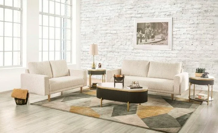 Furniture of America Elverum 2pc Living Room Set in Off-White