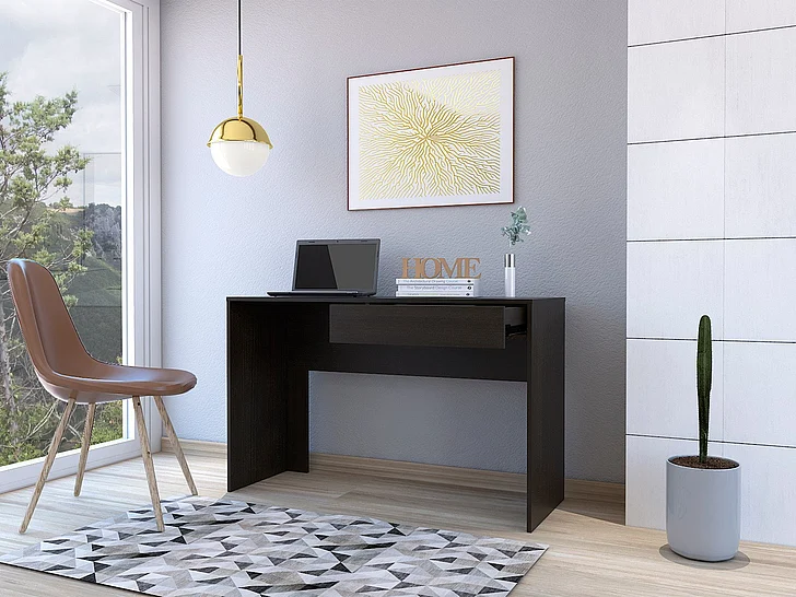 Acre Writing Computer Desk, One Drawer -Black FedEx/UPS
