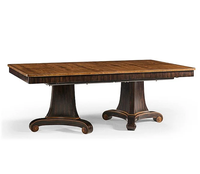 Jonathan Charles Rosette Dining Table in Medium Crotch Walnut 007-2-A60-ABG