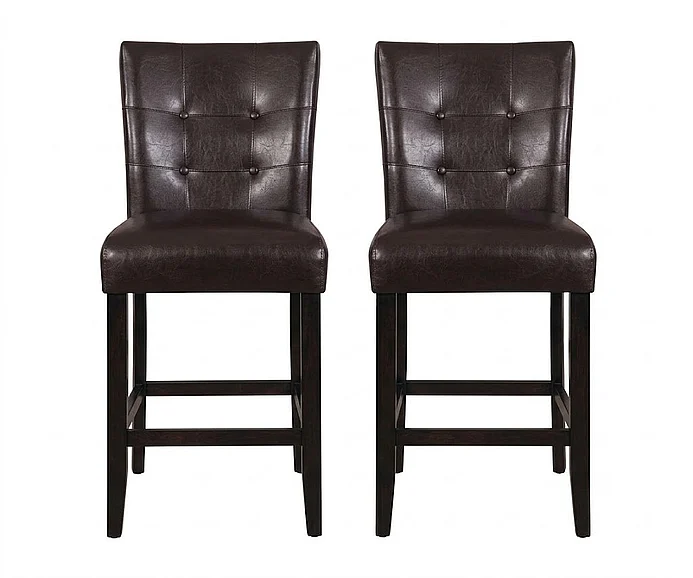 Acme Camelot Button Tufted Counter Height Chair (Set of 2) in Espresso 07055
