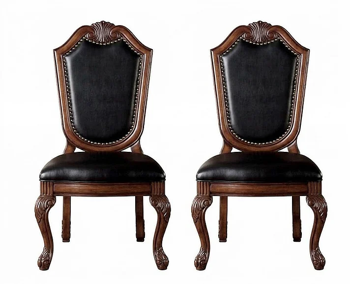 Acme Chateau De Ville Side Chair w/ Black PU (Set of 2) 10038