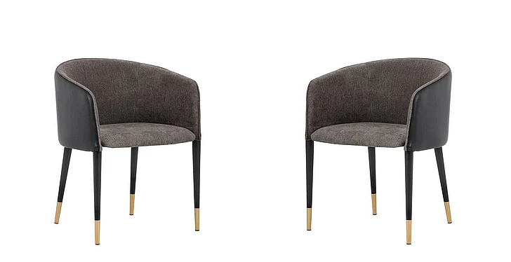 SUNPAN Ikon Asher Dining Armchair in Sparrow Grey/Napa Black/Black/Copper 103149 (Set of 2) CLOSEOUT PROMO