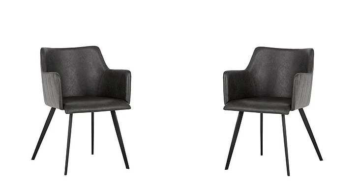 SUNPAN Griffin Dining Armchair in Town Grey/Roman Grey/Black 103243 (Set of 2) CLOSEOUT PROMO