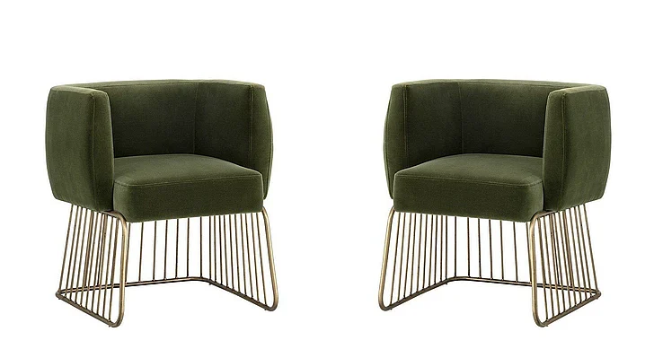 SUNPAN Gala Dining Armchair in Forest Green/Antique Brass 103499 (Set of 2)