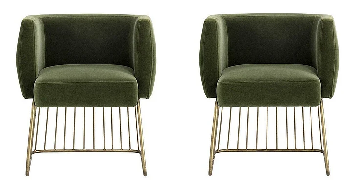 SUNPAN Gala Dining Armchair in Forest Green/Antique Brass 103499 (Set of 2)