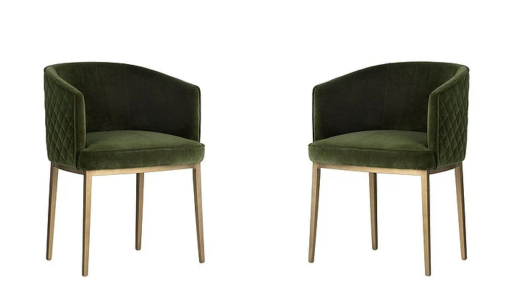 SUNPAN Cornella Dining Armchair in Forest Green/Antique Brass 103524 (Set of 2) PROMO