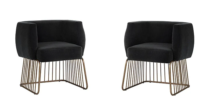 SUNPAN Gala Dining Armchair in Shadow Grey/Antique Brass 103526 (Set of 2) PROMO